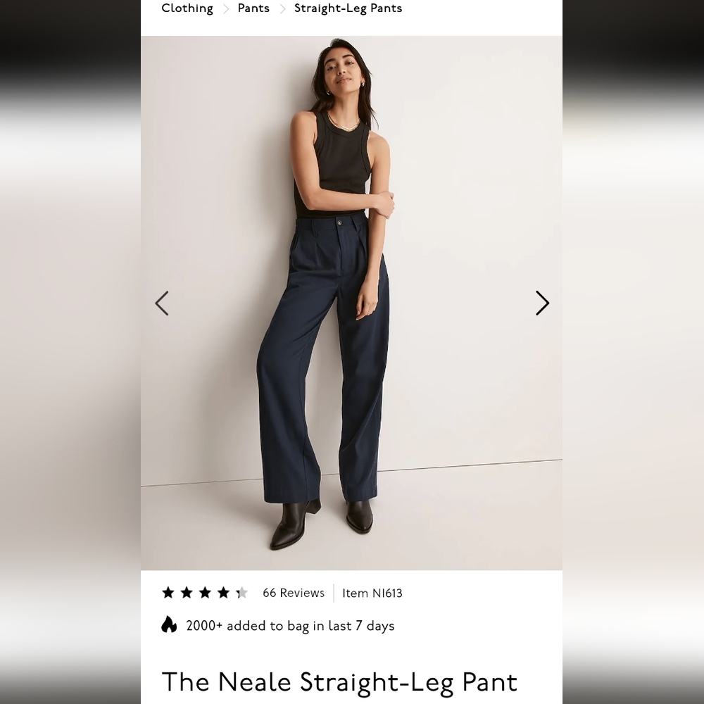 Madewell Neale Straight Leg Pants in Deep Indigo